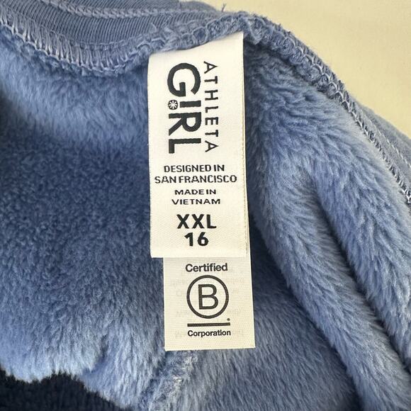 Athleta Girl XXL 16 Velour Fleece Feelin Good Jogger Pull On Pants Blue 631506 - Picture 8 of 10